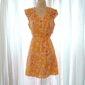 41 Hawthorn Orange Ruffled Tie Front Sundress